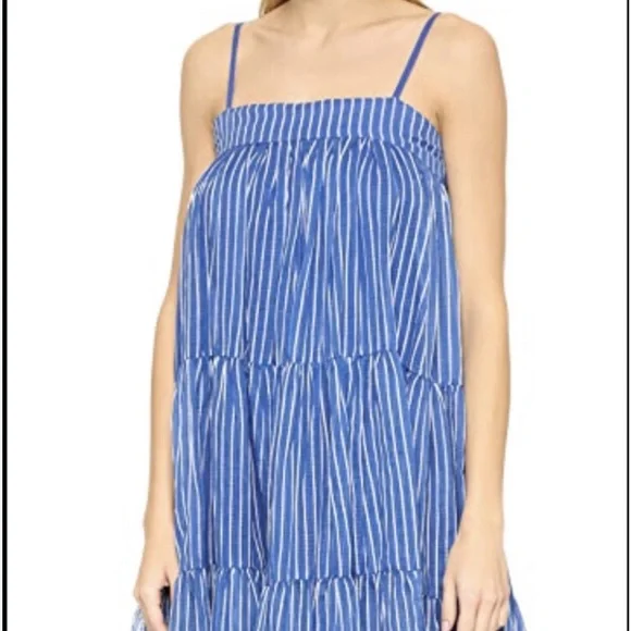 $650 Mes Demoiselles Eva ParisStripe Tiered Maxi Midi Dress Blue...
